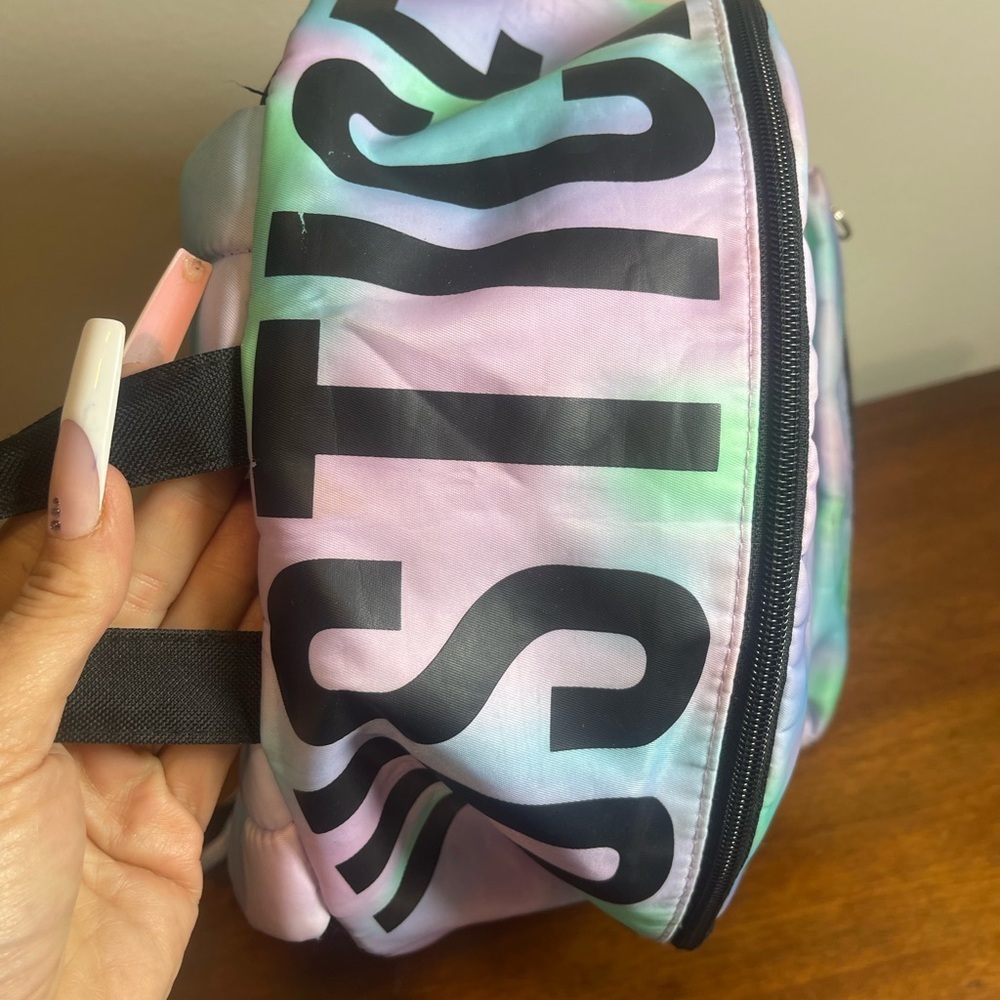 Justice Tie Dye Iridescent Holographic G Backpack Bookbag School Bag - Picture 11 of 14